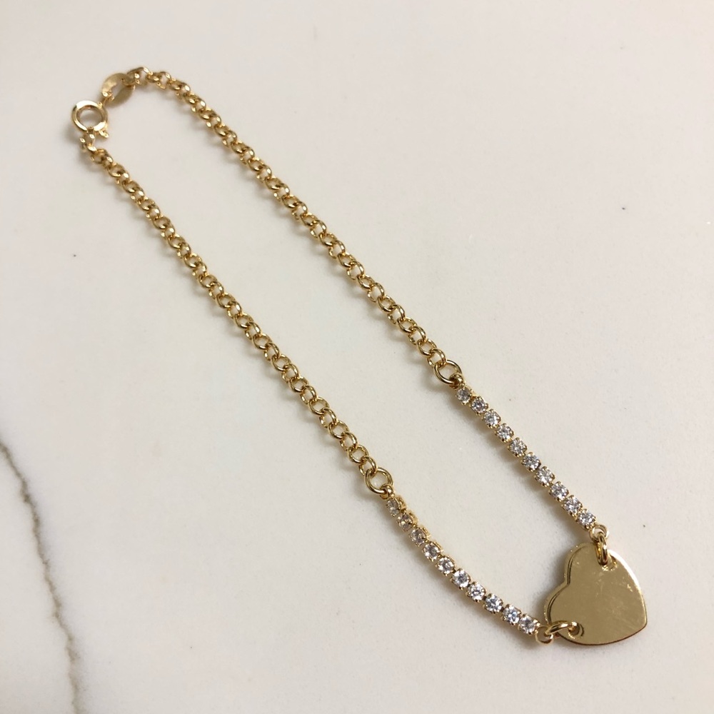 18k Gold Filled heart CZ Anklet - Picture 5 of 9